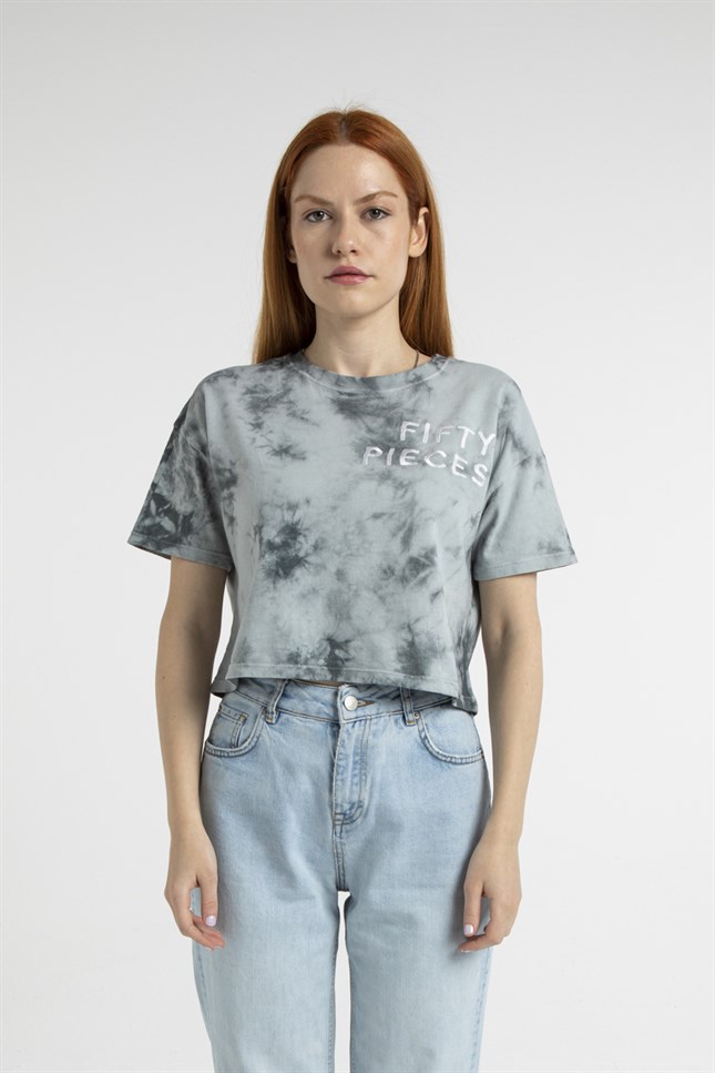 Kadın Parça Yıkamalı Düşük Omuzlu T-Shirt