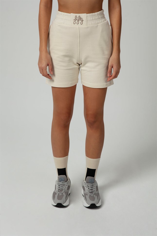 Womens Sand Color Cotton Bermuda Shorts