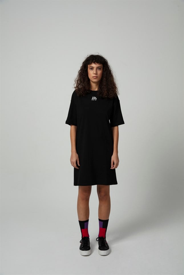 Kadın Siyah Oversize T-shirt Elbise