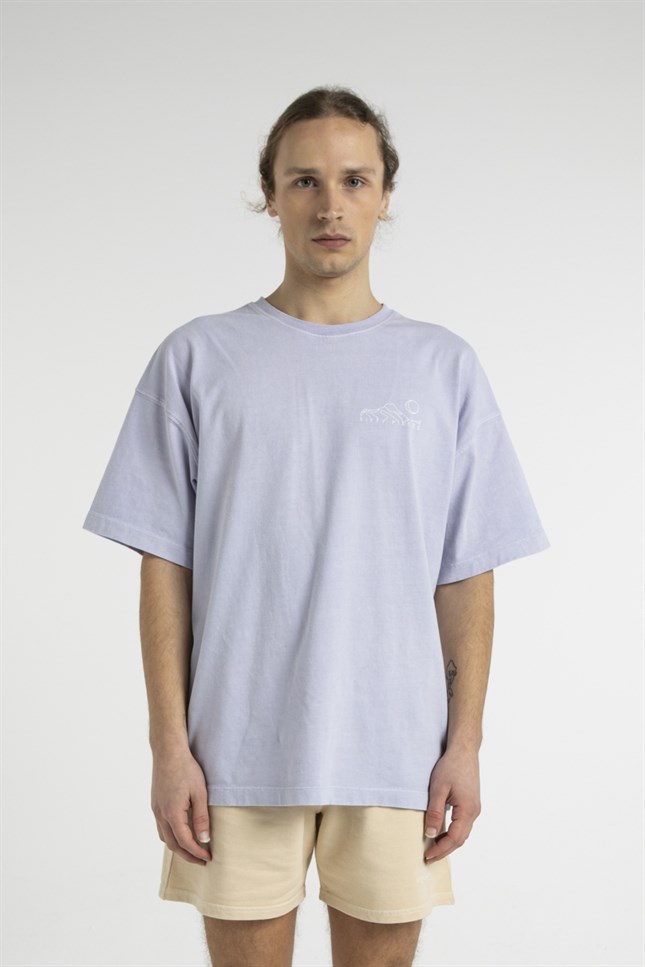 Erkek Sırt Baskılı Düşük Omuzlu T-Shirt