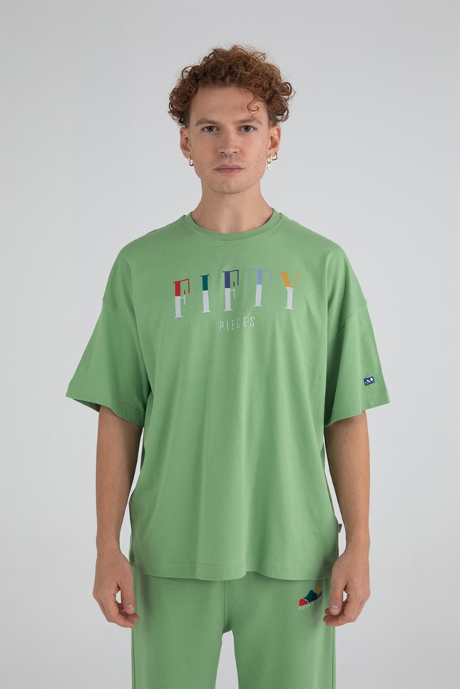 Erkek Yeşil Düşük Omuzlu T-Shirt